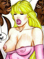 Blonde toon chick feels black cock filling her pussy with huge cum load.