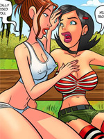 Perfect tits cartoon redhead beauty doesn't mind being doublepentrated by huge dicks.