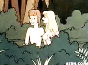 Animated couple in the woods