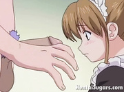 Horny servant sucks hentai cock