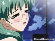 Green hair hentai babe